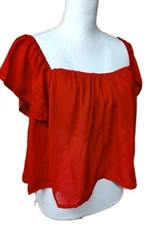 • NWT Derek Heart Juniors Sexy Off The Shoulder Blouse Large Red Sheer Chiffon