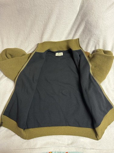 Orvis Full Zip Heavy Weight Thick Cotton Sweater Jacket Brown Suede Men’s Large - Picture 2 of 8