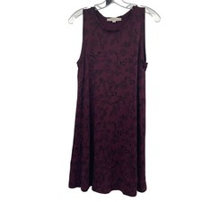 Loft Womens Floral Shift Dress Sleeveless Maroon/Black Size Small