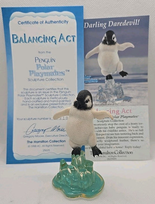 1998 Polar Playmates Penguin ''Balancing Act'' Hamilton Sculpture Collection w/COA