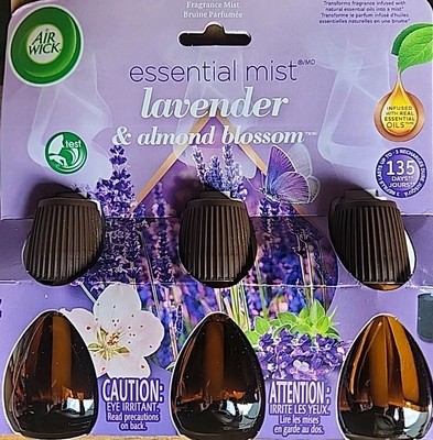 Air Wick Essential Mist Refill 3 Count, Lavender & Almond Blossom, Natural Essen