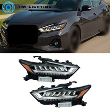 For 2019 2020 2021 Nissan Maxima Headlights LED Chrome Housing Left+Right Side