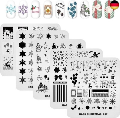 KADS Nagelstempelplatte, Weihnachtsmotiv, Nagelkunst-Stempelschablone,