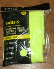 NIP Wall Working Man's Pocket Tees S/S Hi-Vis Yellow - 2XL - 2 Pack