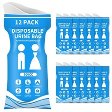 Disposable Urine Bags 12 Pcs, 900ML Pee for Travel 12 Pack, Blue