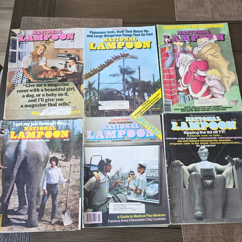 Lot (6) of Vintage National Lampoon Magazines And Books ~ 1977