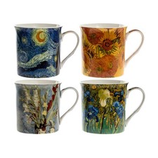 Set Of 4 Fine China Van Gogh Art Print Design Home Drinking Cup Coffee Tea Mugs