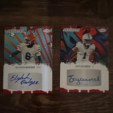 SAGE Elijah Badger & Jaylen Reed Artistry Football Autograph Card Lot (2)