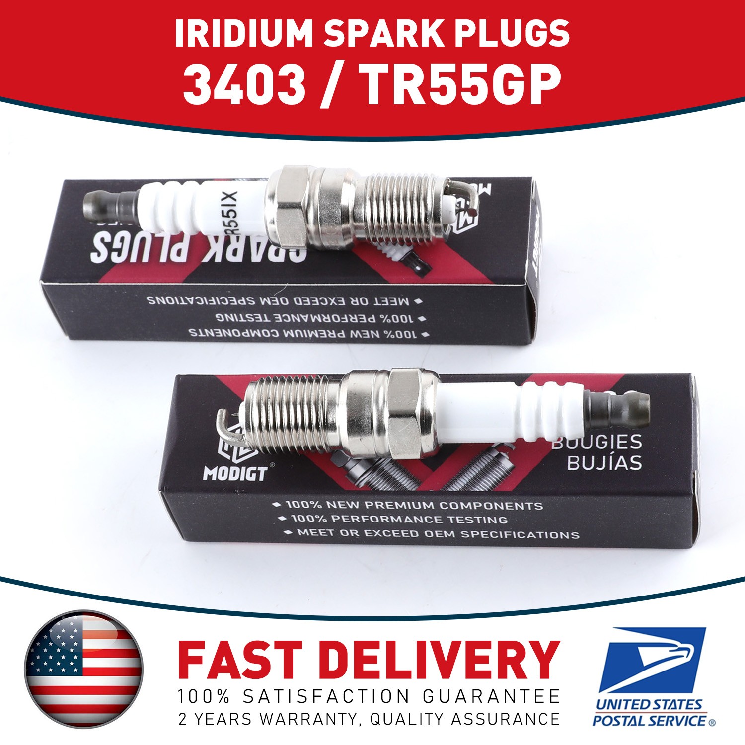 8Pcs For NGK 3403/TR55GP Iridium Spark Plugs For GMC Ford Chevy Buick Mazda US