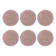 6Pcs Fluffy Soft Faux Fur Pom Poms for Hats with Elastic Loop, Gray Pink