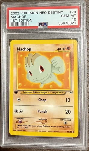 First Edition Machop Pokémon Card 1st Edition Machop PSA 10 Gem Mint, Neo Destiny #73, WOTC ...