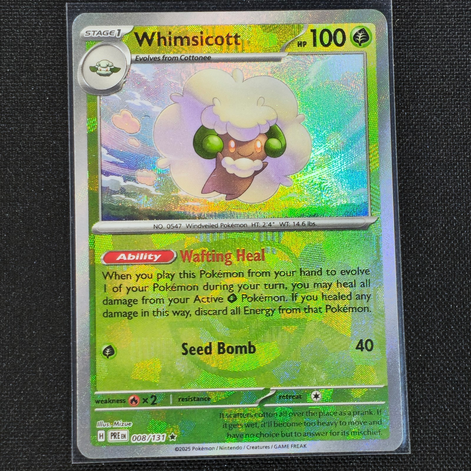 Whimsicott - 008/131 - Masterball Holo - Prismatic Evolutions - Pokemon - NM/M