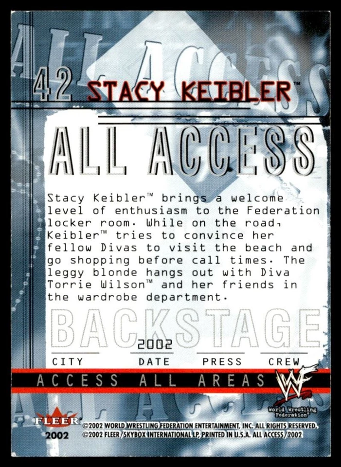 2002 Fleer WWF All Access Stacy Keibler #42 A6 - Image 2 of 2