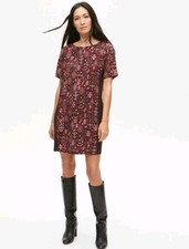 NWT MICHAEL STARS Esther Shift Dress In Printed Burgundy Size XS- MSRP $148.00