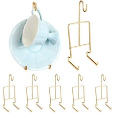8 Pieces Tea Cup and Saucer Display Stand Holder Metal Cup Saucer Holder Pack...