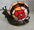 Vintage Snail Stained Glass Colorful 7" Accent Lamp Tiffany Style