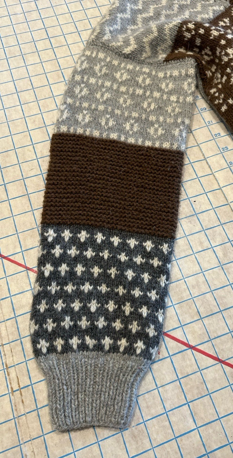 Patchwork Effect Wool Alpaca Sweater Size large M… - image 4