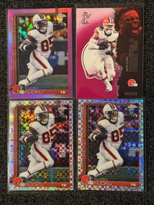 2025 Topps Chrome David Njoku True Pink /250  X Fractor, Signature Magenta /250