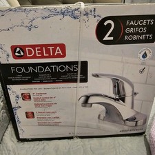 2 Delta Foundations 4 in. Centerset 1-Handle Bathroom Faucets - Polished Chrome