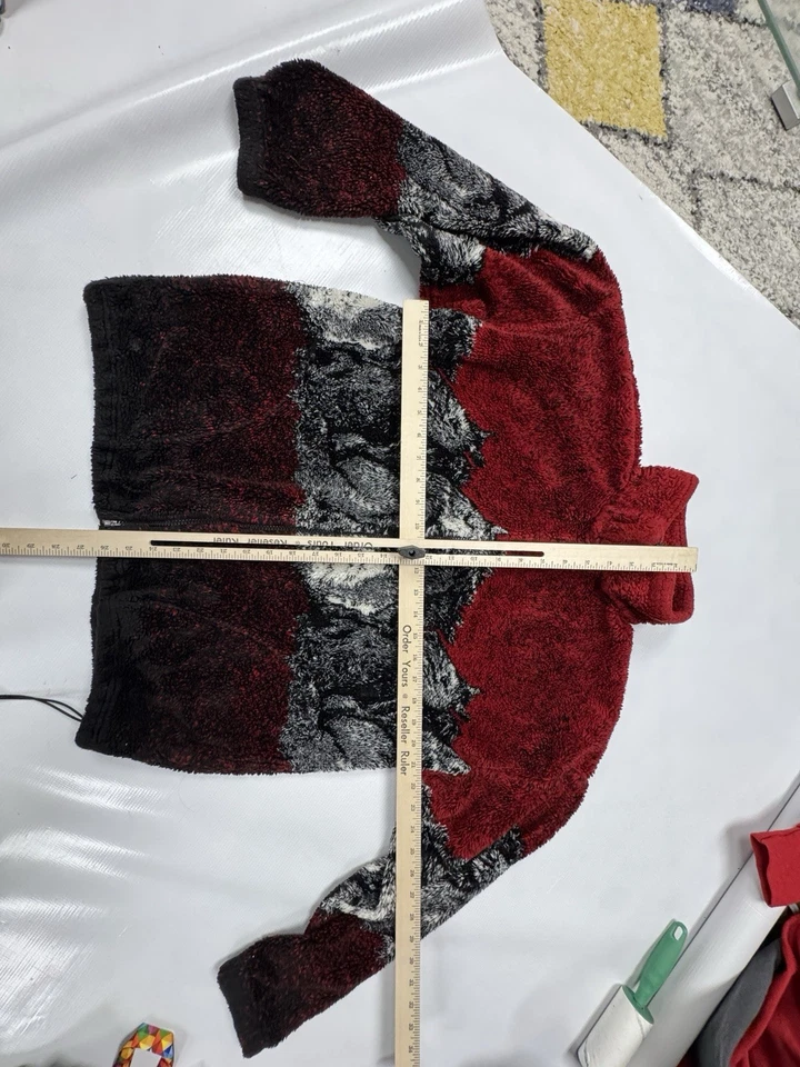 Mazmania Jacket Coat Red Wild Horses USA Women's L Sweater Fleece Full Zip - Image 2 of 4