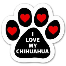 Magnet Me Up I Love My Chihuahua Dog Pawprint Car Magnet - 5 Inch Magnetic Decal