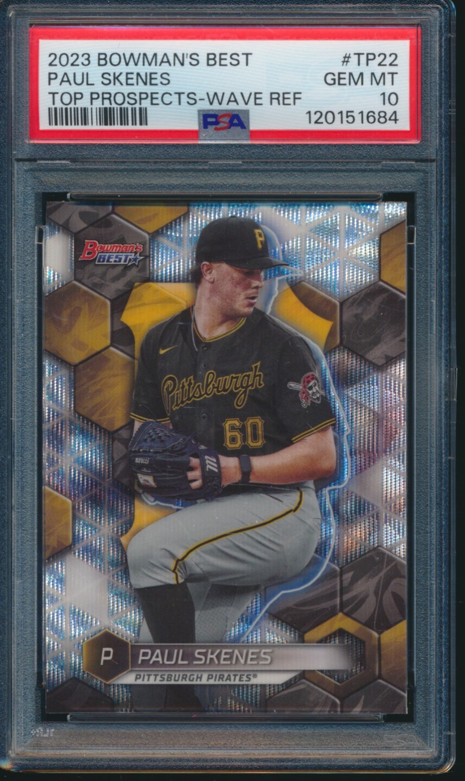 PSA 10 PAUL SKENES 2023 Bowman's Best WAVE REFRACTOR Pirates Rookie RC GEM MINT