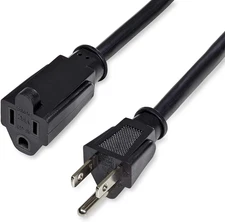 Com 6Ft (2M) Power Extension Cord, NEMA 5-15R to NEMA 5-15P Black Extension Cord