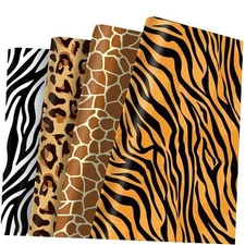12 Sheets Animal Prints Wrapping Paper Set 4 Safari Leopard Zebra Tiger 
