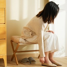 Brown Soft Faux Leather Footstool W/ X-Leg Frame Ottoman Stool for Sofa Footrest