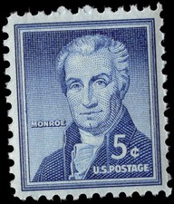 US Scott # 1038, James Monroe, Liberty Issue, 1954 5¢ Stamp, MNH
