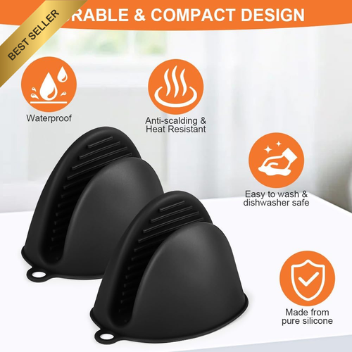 1 Pair Mini Silicone Oven Mitts, Heat Resistant Gloves for Baking, Cooking - Picture 3 of 12