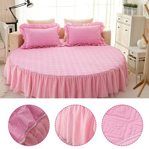 Round Fitted Sheet Cotton Quilted Bedspread Non-slip Mattress Cover Bed Skirts - Picture 5 of 37