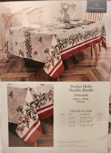 Villeroy and Boch Perfect Holly Double Border Christmas Tablecloth 60"X 120" - Picture 4 of 6