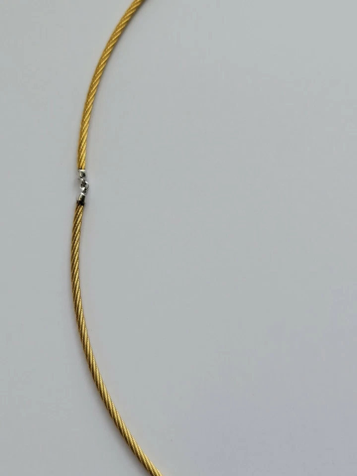 Collar colgante Charriol oro 18k acero diamante topacio blanco venta al por menor $1750 Foto 4 de 4