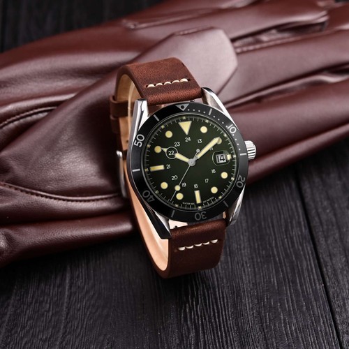 Correa de reloj de cuero de grano superior WOCCI 17 18 19 20 21 22 24 26 mm para hombre - Imagen 52 de 115