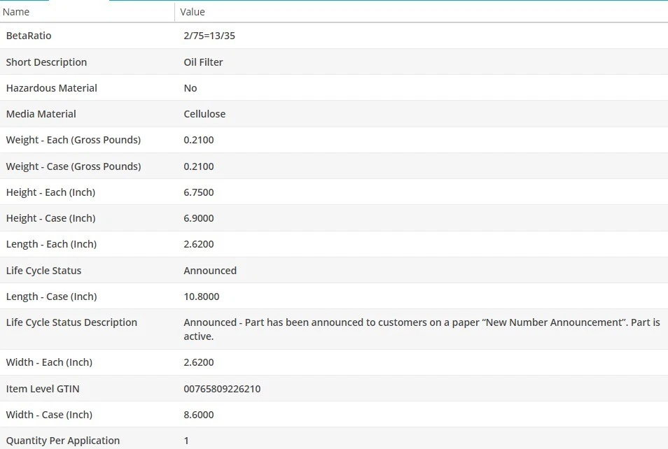 Filtro de aceite tipo OEM WIX para RAM PROMASTER 1500 2014-2023 V6-3,6 L Foto 4 de 4