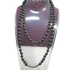 Lava Bead Glass Crystal 33 Inch Necklace Toggle Closure knotted