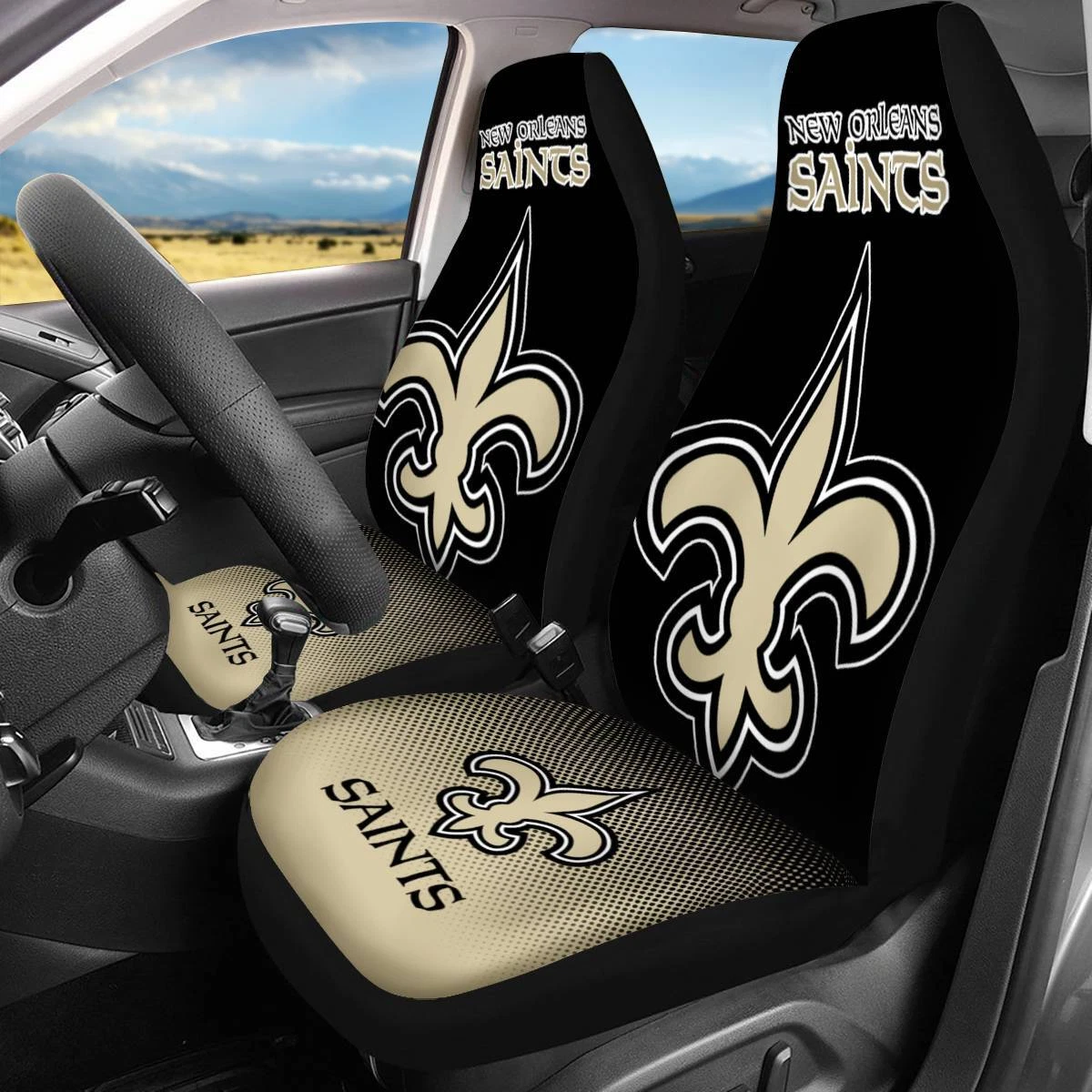 Car Seat Cover Seat Protector 2Pc with New Orleans Saints