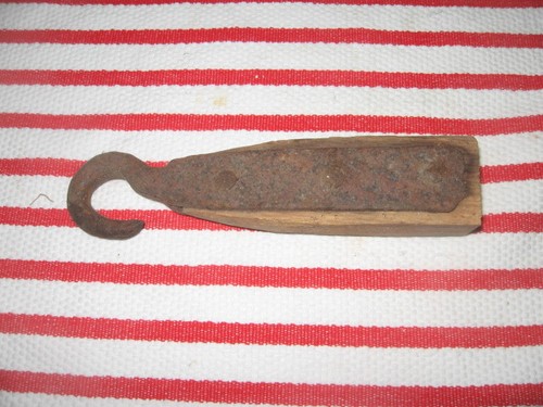 "Antiguo gancho de hierro forjado herrero con vástagos divididos y uñas forjadas granero hallazgo 8" - Imagen 3 de 5