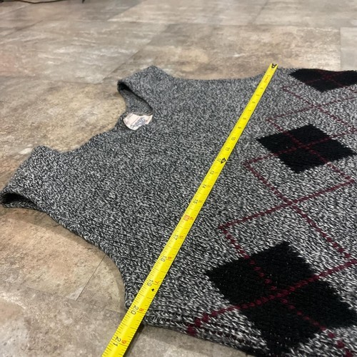 huntington ridge vintage gray and black argyle cropped sweater vest tank large - Picture 3 of 5