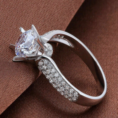 935 Argentium Silver SOLITAIRE ENGAGEMENT RING CARAT