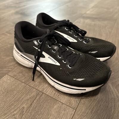 Brooks Ghost 15 Shoes Womens 8 D Wide Black White Running Sneakers