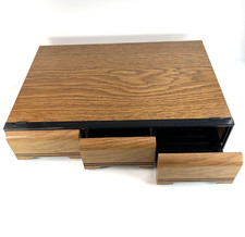 Cassette Tape Storage Organizer 3 Drawer Faux Wood Grain Holds 42 Cassettes VTG