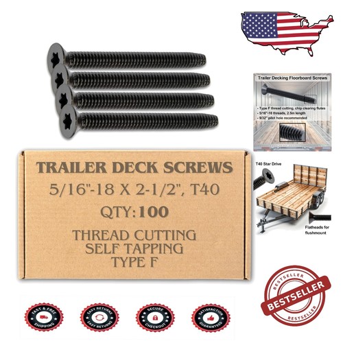 2-1/2 in Self Tapping Trailer Deck Screws - 100 Count, Flathead T40 Torx - 第 1/7 張圖片