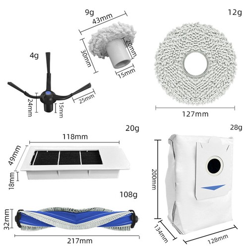 Replacement Brush Filter Wipes for Ecovacs X2S Robot Vacuum Cleaner Spare Parts - Picture 6 of 31