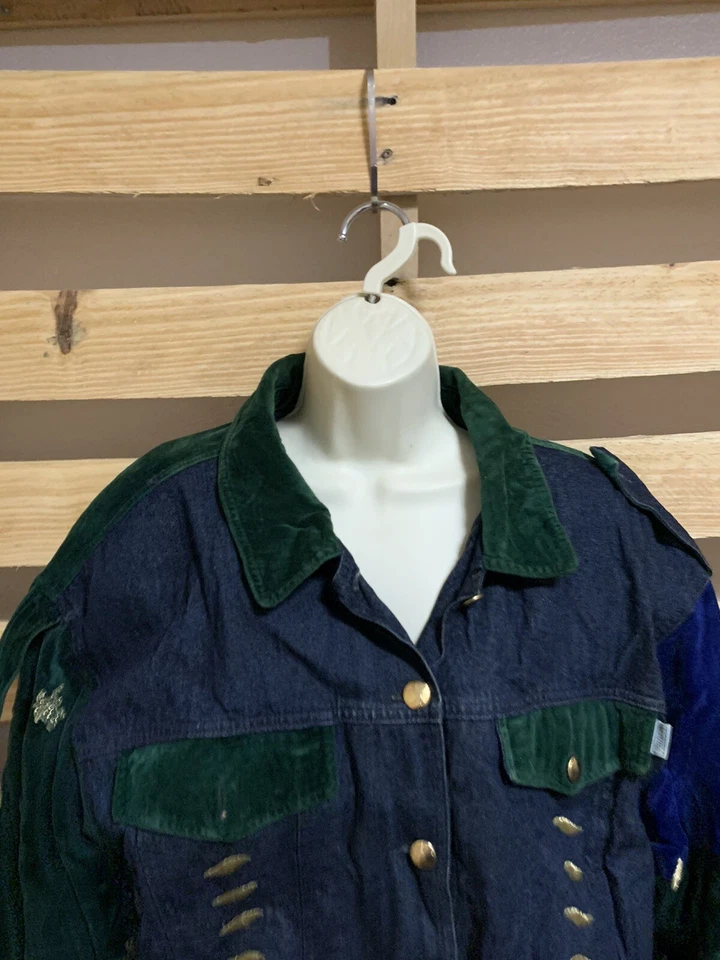 Chaqueta Vaquera Laurel Escada Vintage Italia Bordada Terciopelo Para Mujer Talla 38 KG Foto 2 de 4