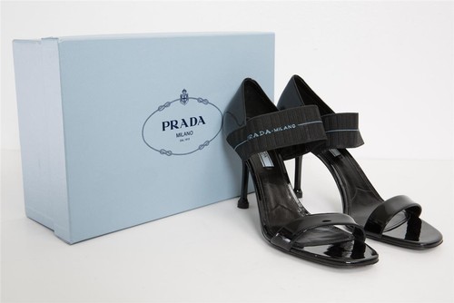 PRADA 2018 Black Patent Leather LOGO Strap Mary Jane Heel Sandals Pumps 41 $870 - Picture 6 of 6