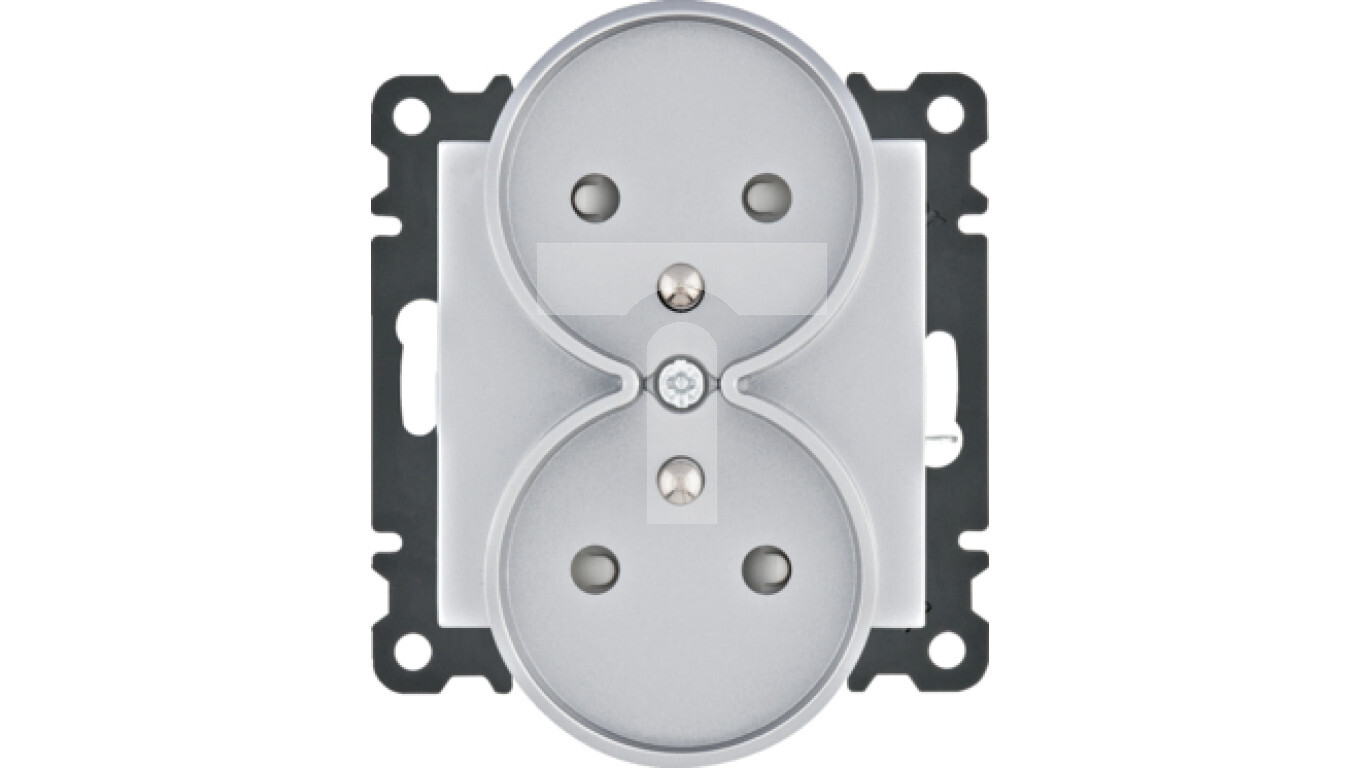 Lumina Double earthed power socket with shutter 16A / 250VAC silver WL134 /T2UK
