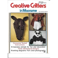 Macrame Animal Patterns Vintage Craft Pattern Book Creative Critters Horse Fox