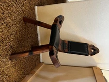 Vintage Antique Wood Birthing Chair Primative Floral Etching